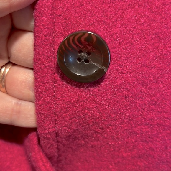 Land’s End Single-Breasted Wool Magenta bouclé Pea-Coat 4 Buttons & Collar - Picture 11 of 15